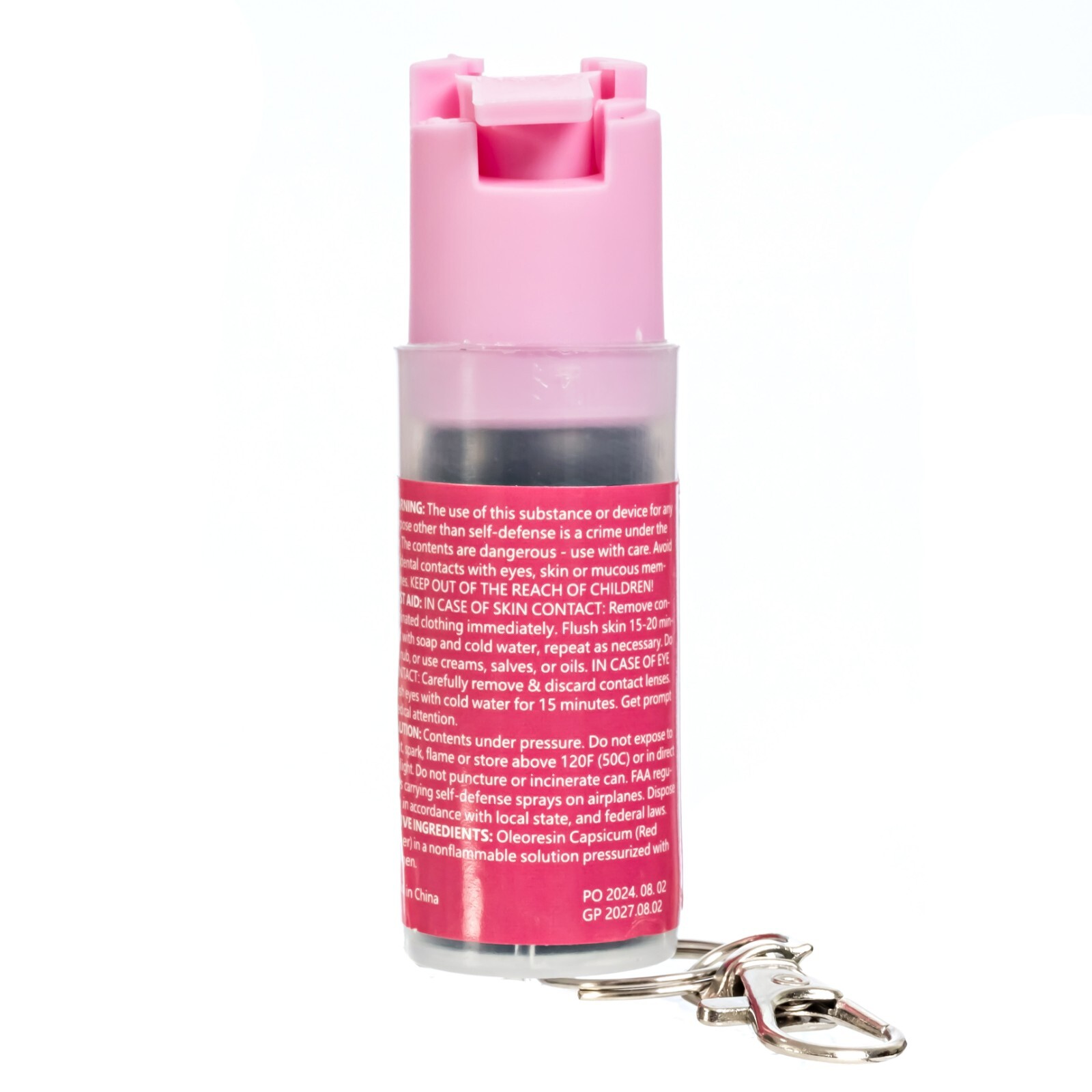 2 Pack Burn Pepper Spray Self Defense Security Keychain 1/2 oz Pink