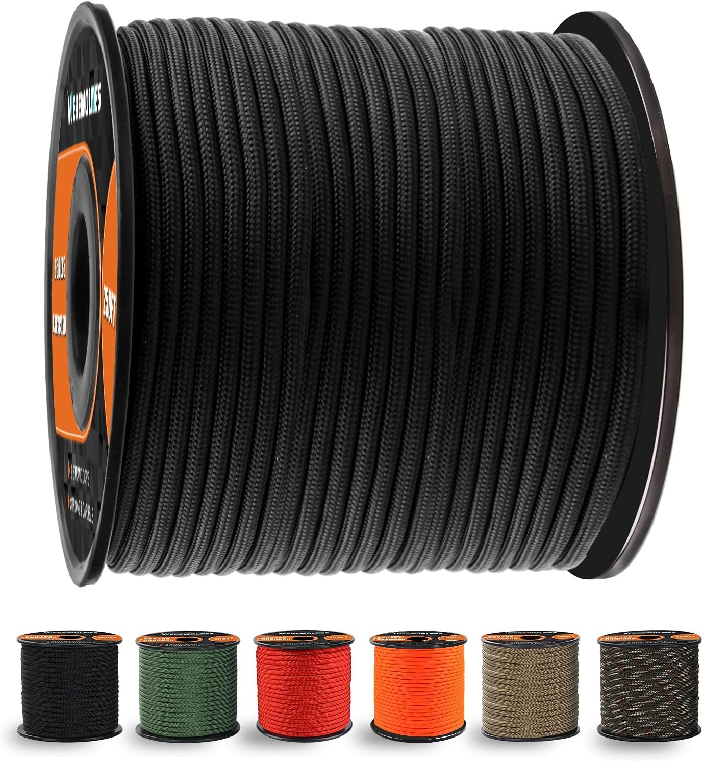 650lb 9-Strand Paracord Rope 100ft/200ft Spool Type III Camping Survival