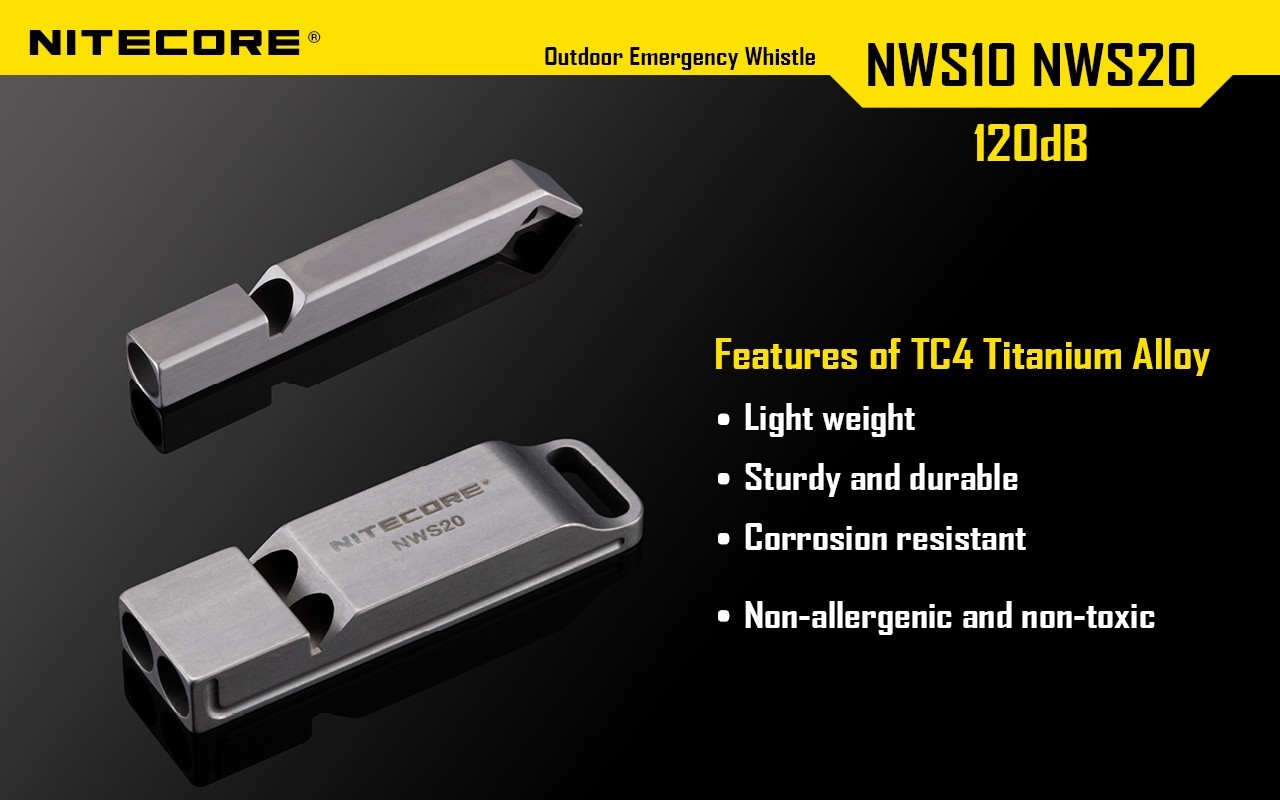Nitecore NWS10 Whistle Outdoor Emergency TC4 Titanium Alloy Survival SOS Caller