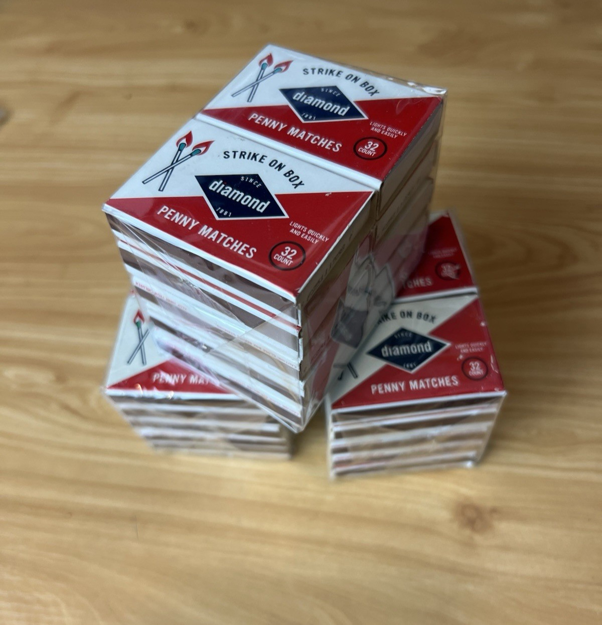 Wooden Matches 960 Count Strike On Box – Diamond 3 Packs of 10 Small Penny Match