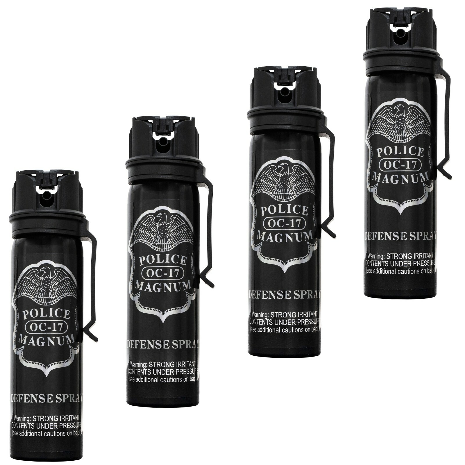 4 POLICE MAGNUM Pepper Spray Self defense 4oz Flip Top FOG Belt Clip Protection