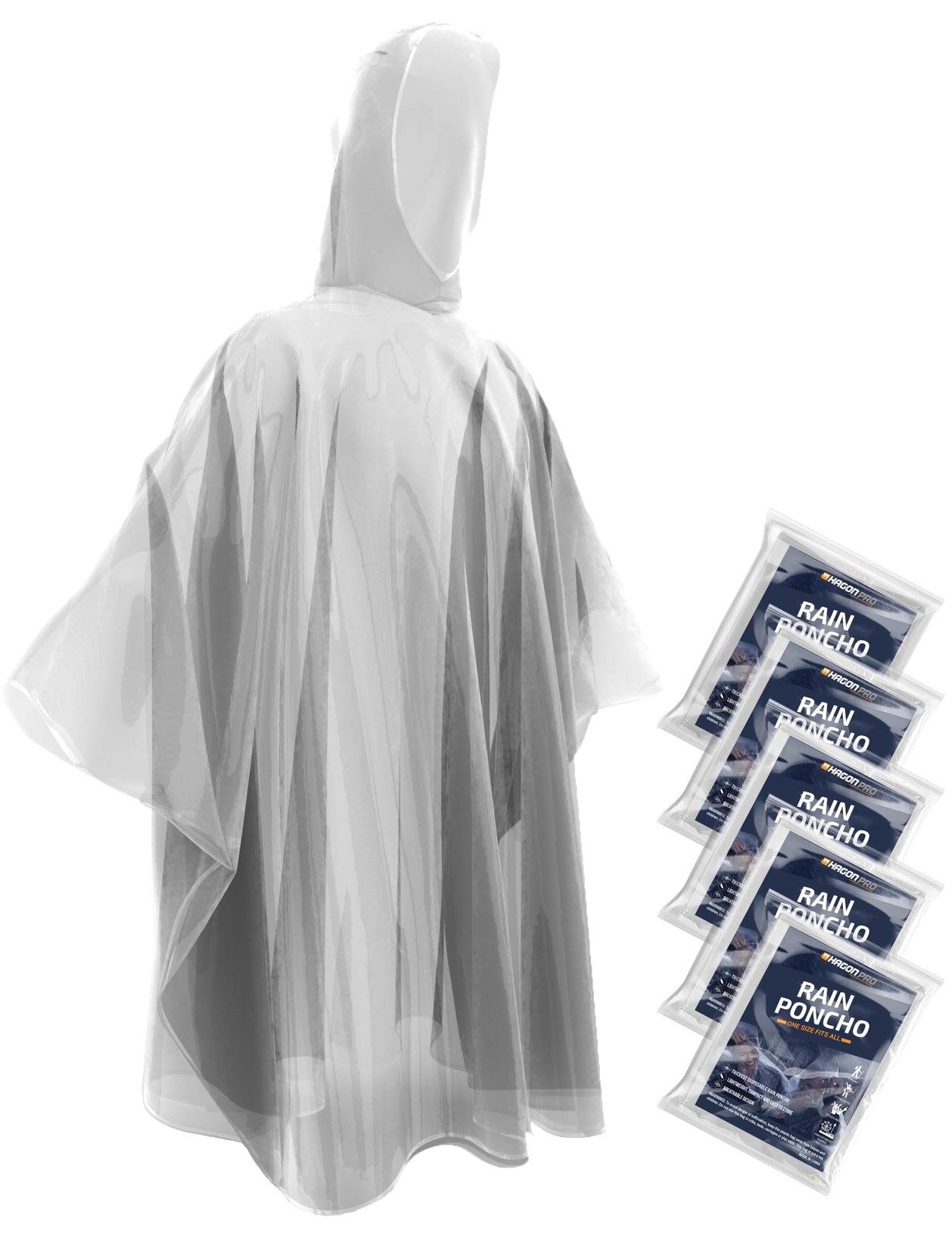 Disposable Rain Ponchos For Adults 5 Pack