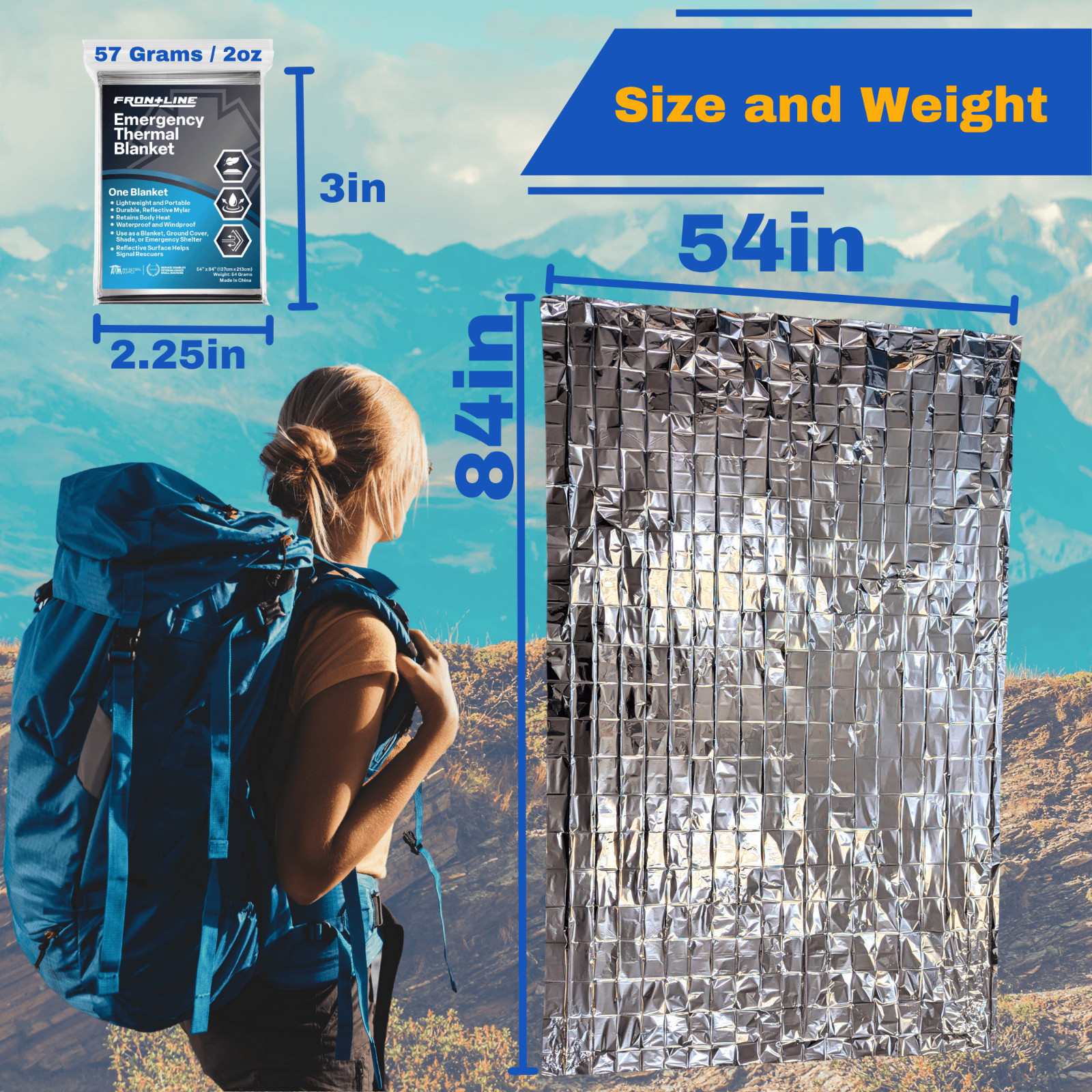 4 Pack Emergency Mylar Blankets Thermal Rescue Blanket Survival Gear XL 54 x 84