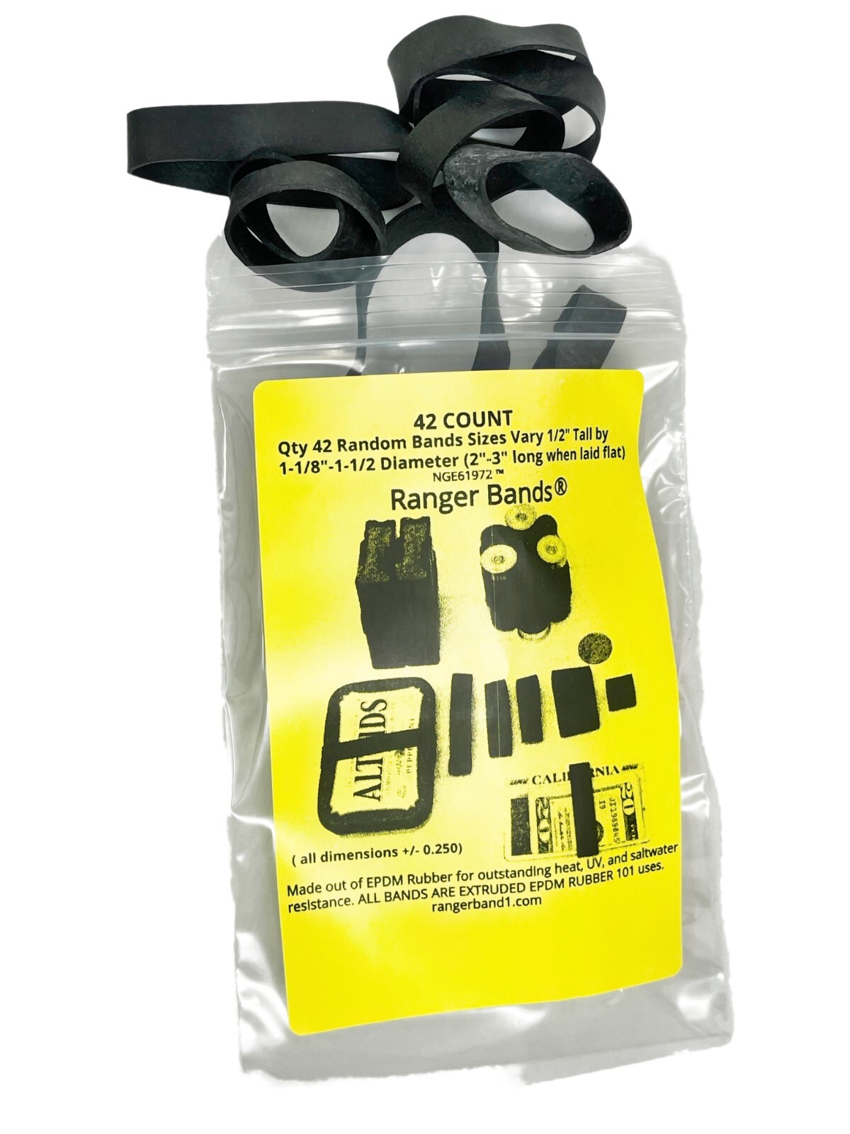 Ranger Bands® 42 Random Extra Stretch EPDM Rubber Strapping Gear Made in The USA
