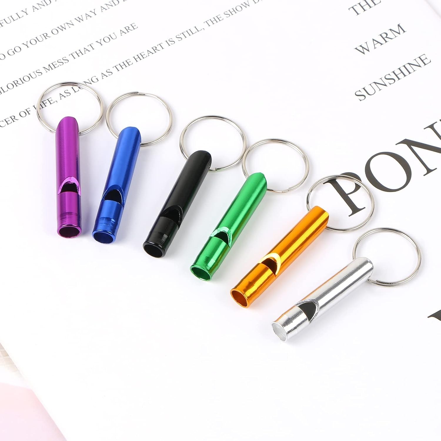 12 Pack Emergency Whistle Keychain, Aluminum Extra Loud Safety Whistles 6 Colors