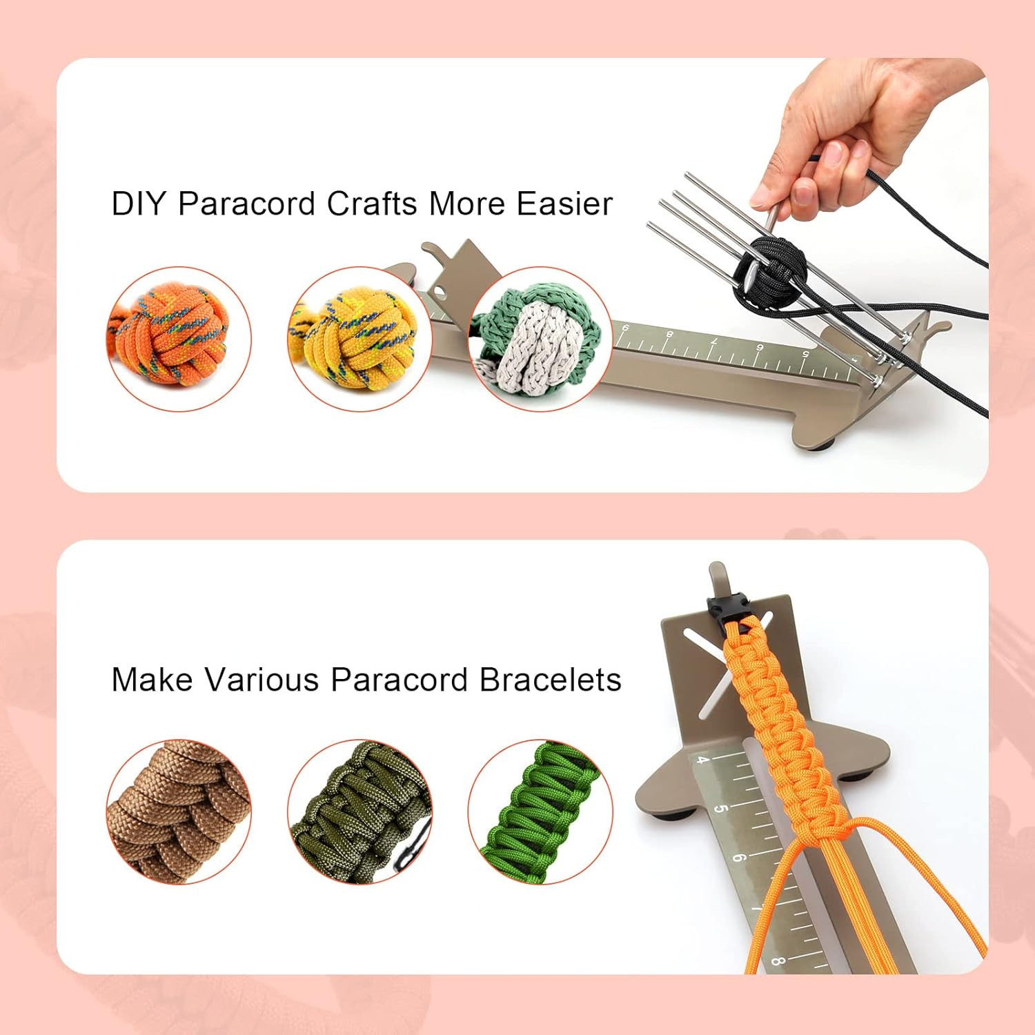 2 in 1 Paracord Bracelet Jig, Paracord Jigs and Tools, Adjustable Length DIY Cra
