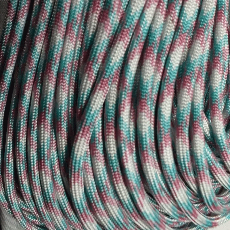 550 Paracord Urban-White with Turquoise and Lavender Pink Made in the USA Nylon