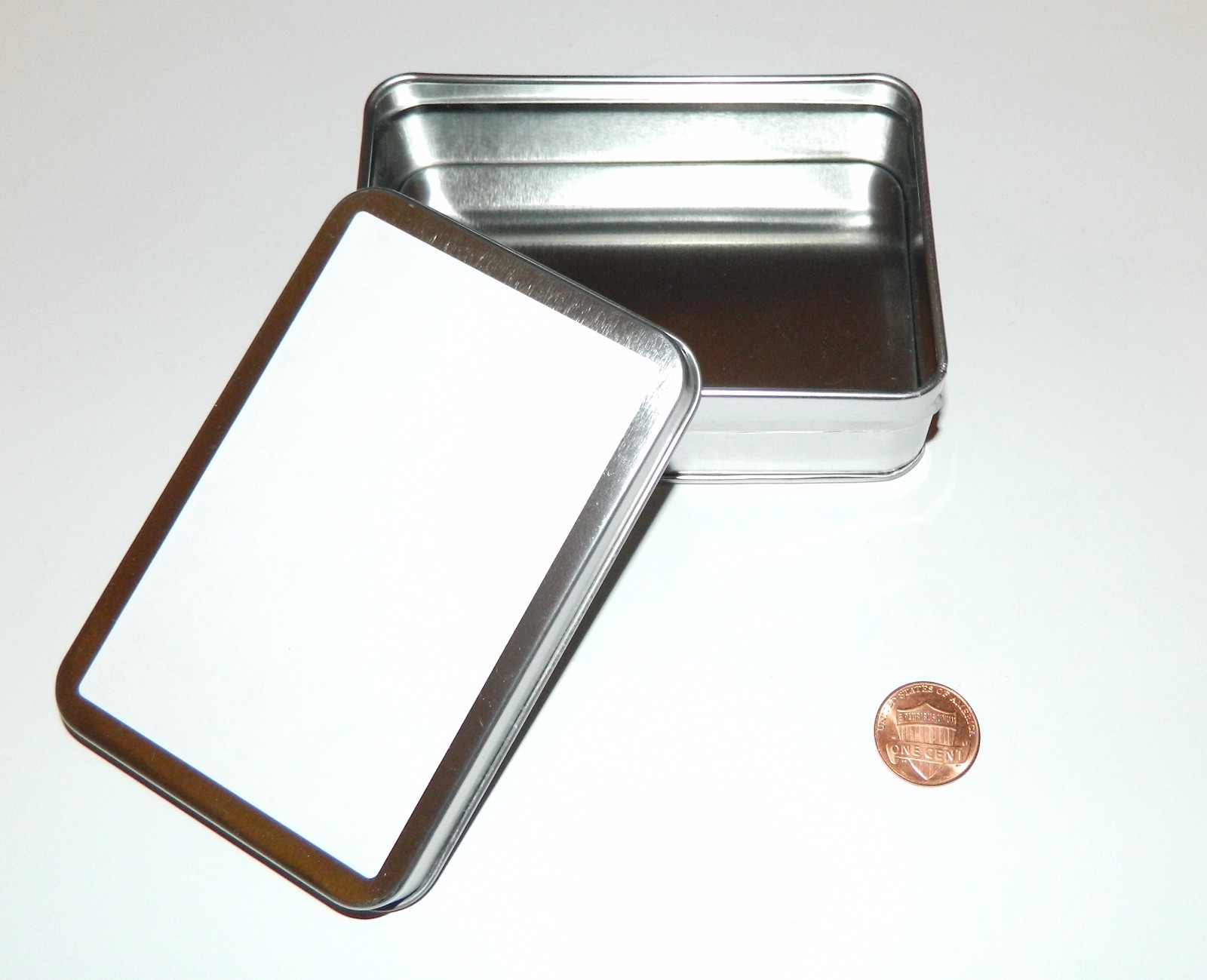4 X 6oz Rectangular Blank White Label Slip-On Lid Metal Crafts Tin Container Box