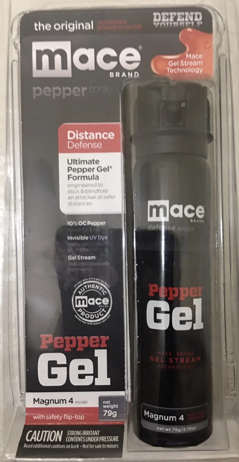 MACE 18 FT MAGNUM 4 DEFENSE Pepper STICKY GEL Spray FLIPTOP Self POLICE DEFENSE