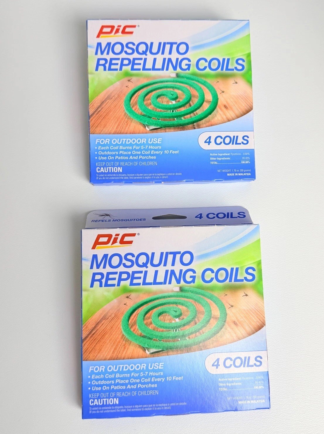 New Lot of 2 PIC Mosquito Repelling Coils 4 Coils Each Outdoor Sealed