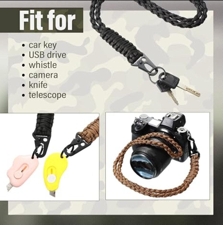 Shappy 3 Pieces Heavy Duty Paracord Lanyard Keychains Braided 550 Lanyard Keycha