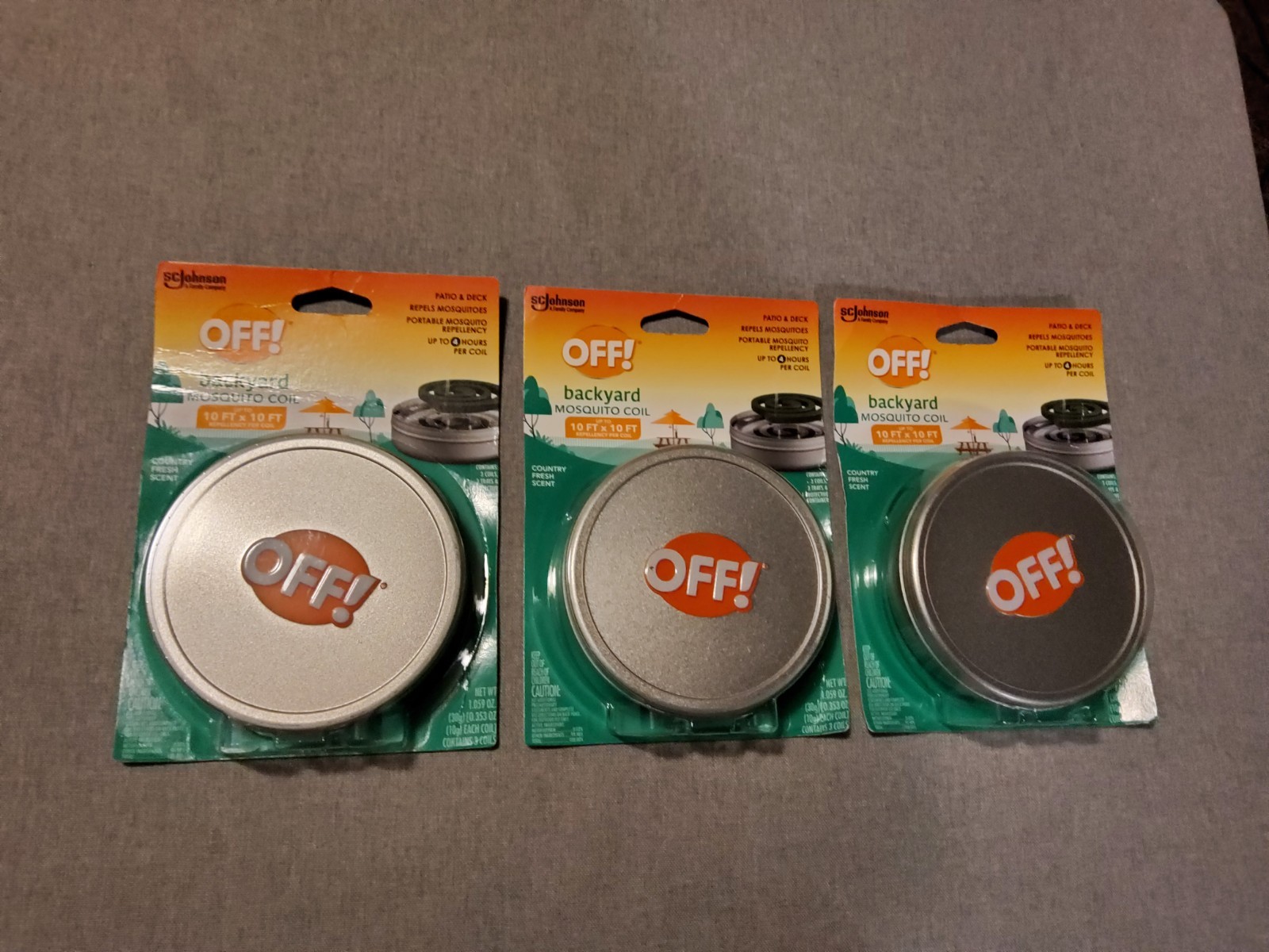 Lot of 3 OFF! Backyard Mosquito Coil Packs Country Fresh Scent (9 Total Coils)