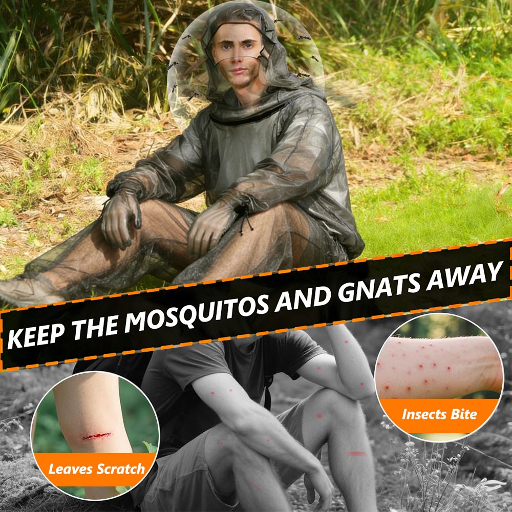 Unisex Mosquito Suit Anti Bug Breathable Net Mesh Jacket & Pants Outdoor Protect