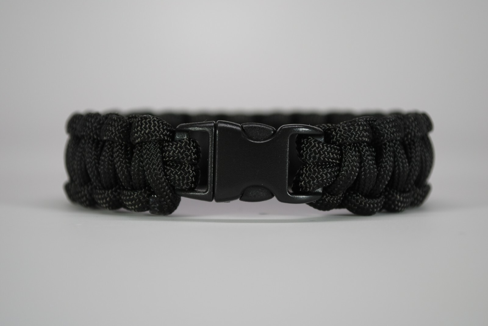 550 Paracord Survival Bracelet Cobra Solid Black “Made in the USA”