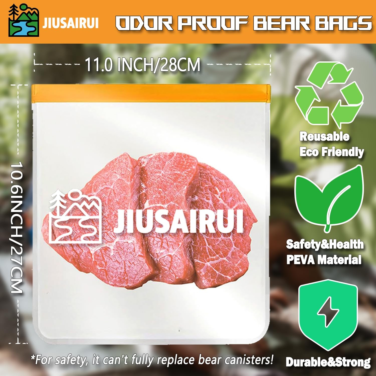 JIUSAIRUI Odor Proof Bear Bags for Food Backpacking: 3Pack Reusable Bear Proo…