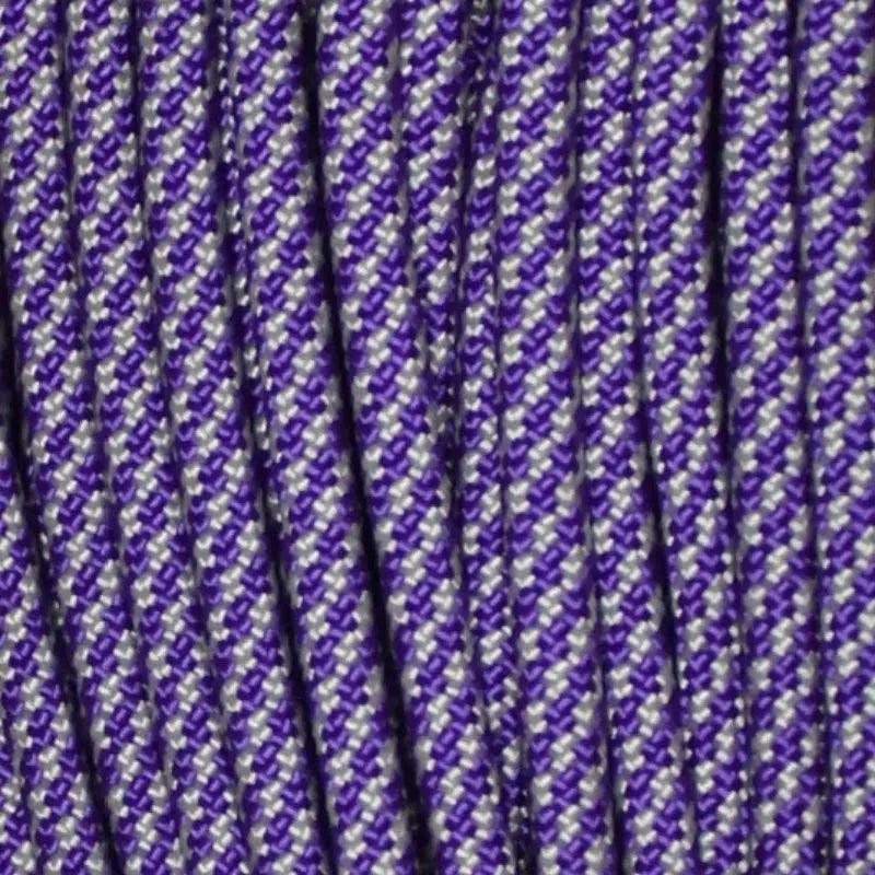 550 Paracord Acid Purple and Silver (Candy Cane) Made in the USA Nylon/Nylon