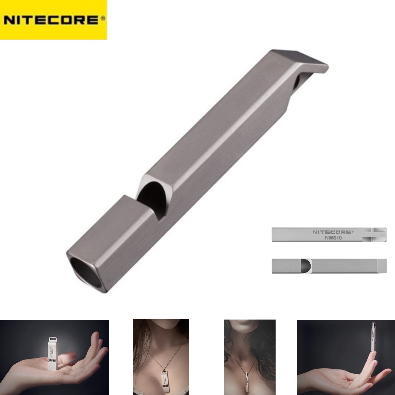 Nitecore NWS10 Outdoor Emergency Whistle TC4 Titanium Alloy Survival SOS 120db