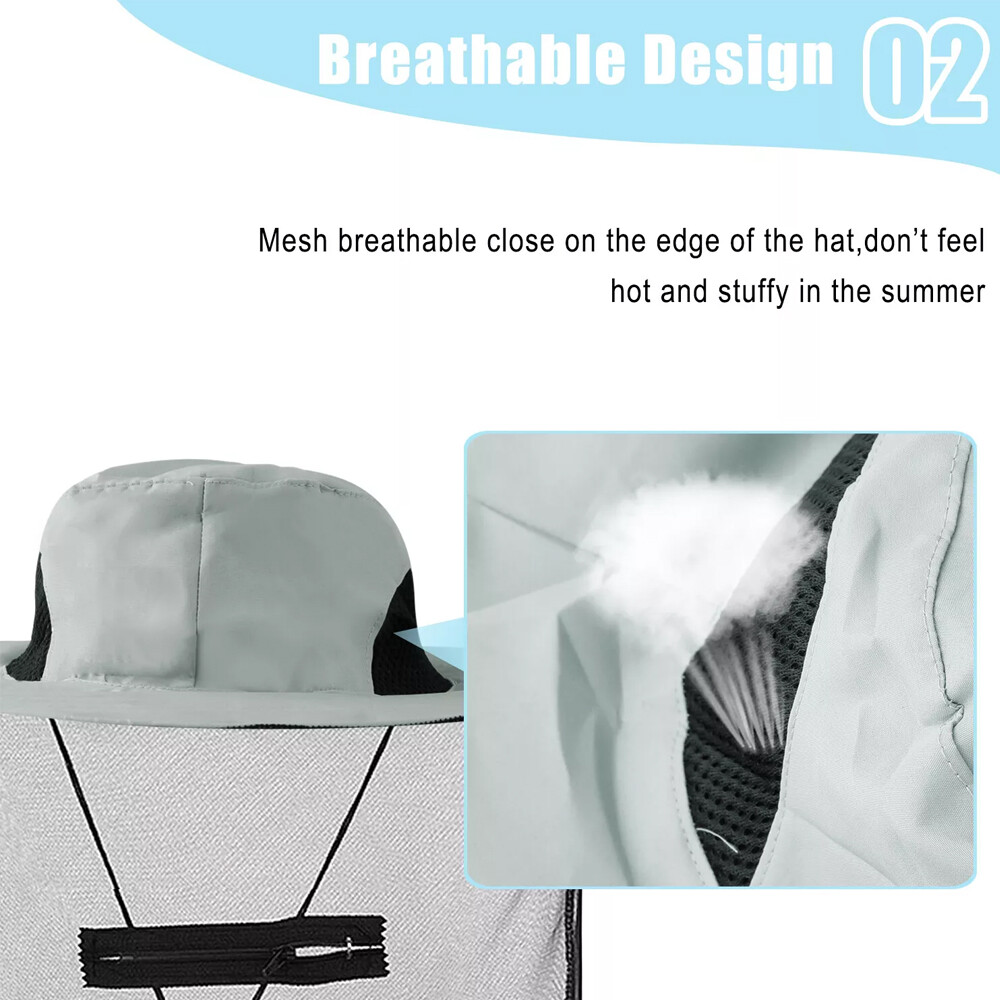 2Pcs Mosquito Head Net Hat with Hidden Mesh Protect Bugs Bees for Hiking Fishing