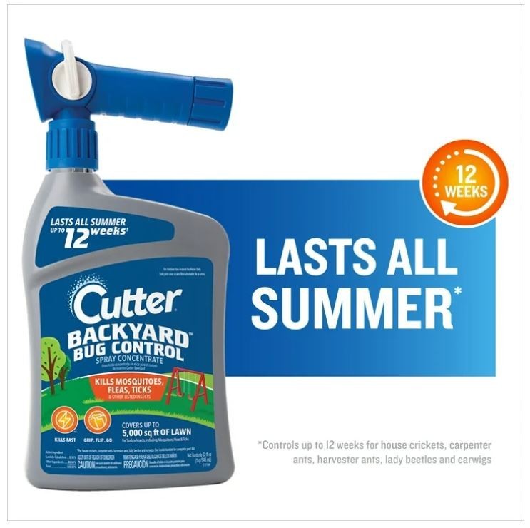 Cutter Backyard Bug Control Spray Concentrate, Fleas,Mosquito Repellent,32 fl oz