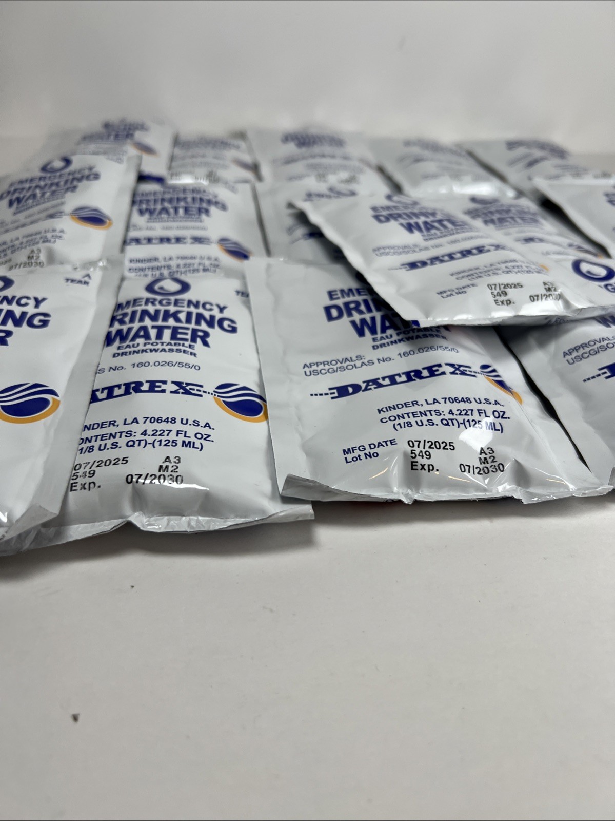 Exp. 7/2030 Emergency Drinking Water Lot of (16) by Datrex, 4.227 FL. OZ.