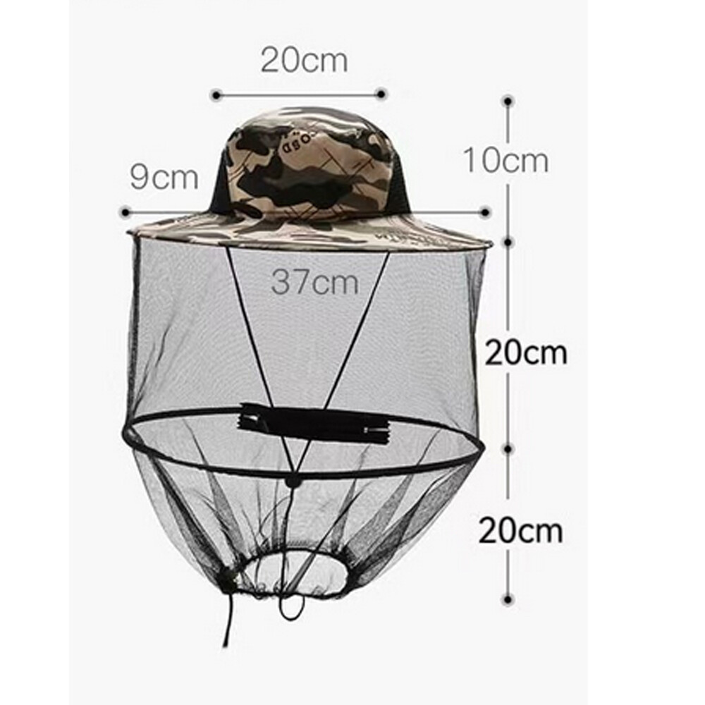 Mosquito Head Net Hat with Hidden Mesh Protect Bugs Bees for Hiking Fishing 2PC