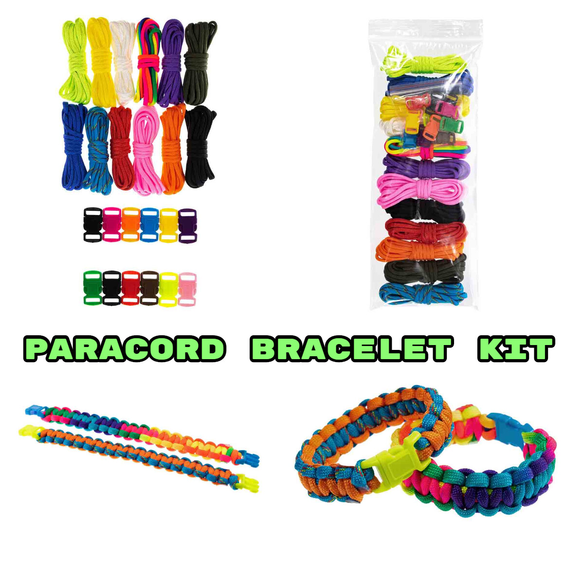 Craft County Rainbow Paracord Bracelet Kit DIY Project – 10 Feet Per Hank