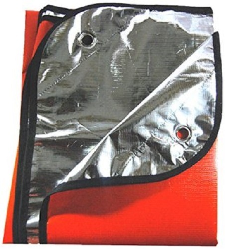 Orange Heavy Duty Thermal Reflective Blanket with 4 Stakes Emergency Solar Tarp