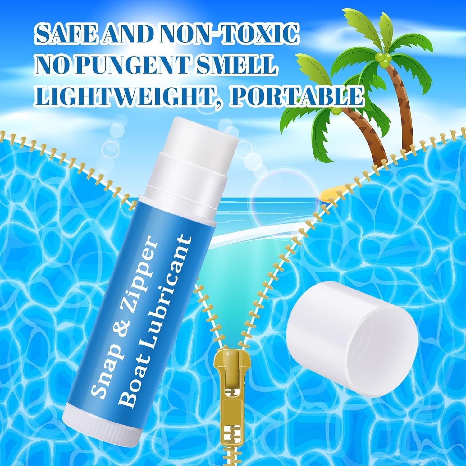 Snap and Zipper Lubricant, Wax Marine Lube for Boat Vinyl Panels, White, Blue