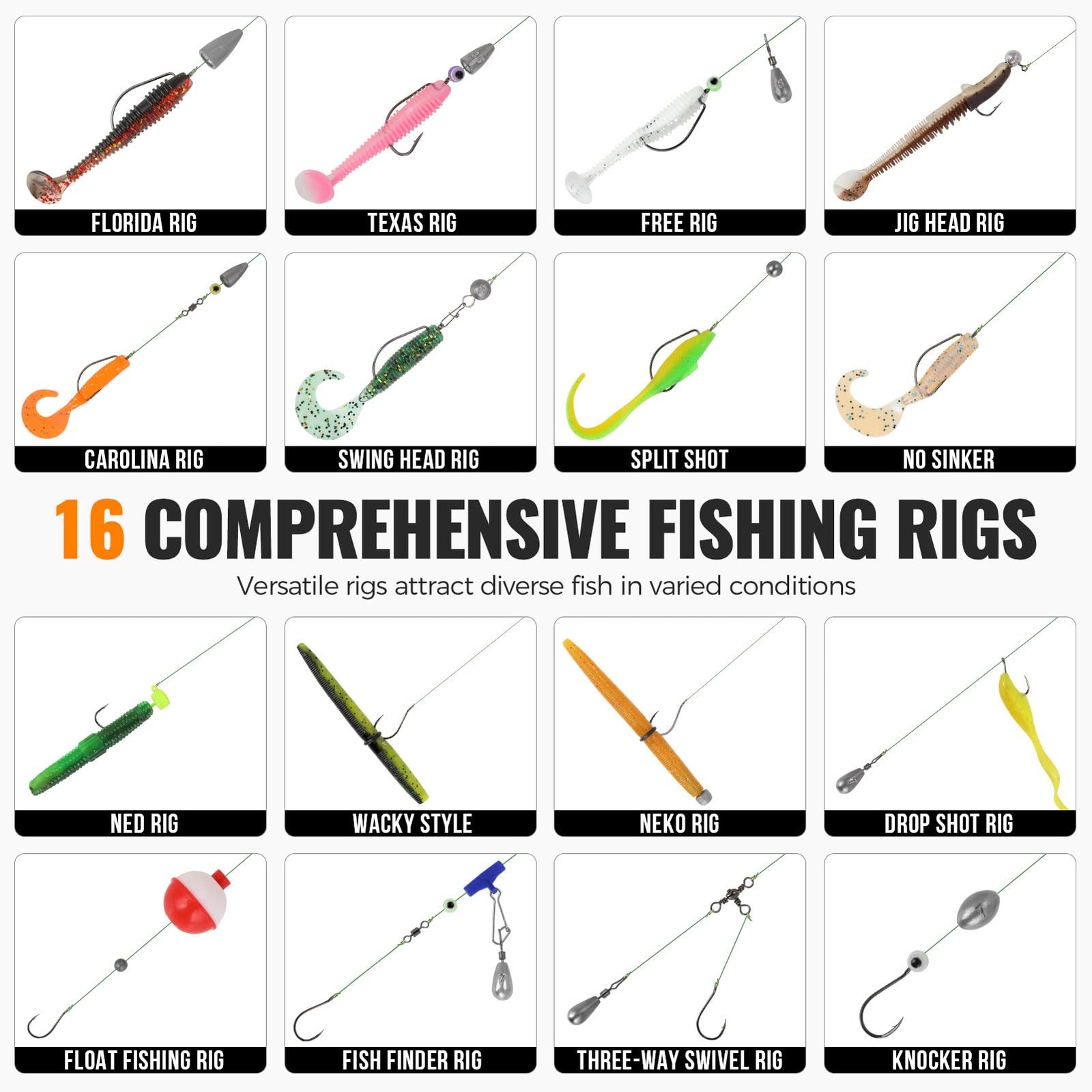 PLUSINNO Large 3 Layers Fishing Tackle 12x7x5.7 inches, 415 Pcs Lures