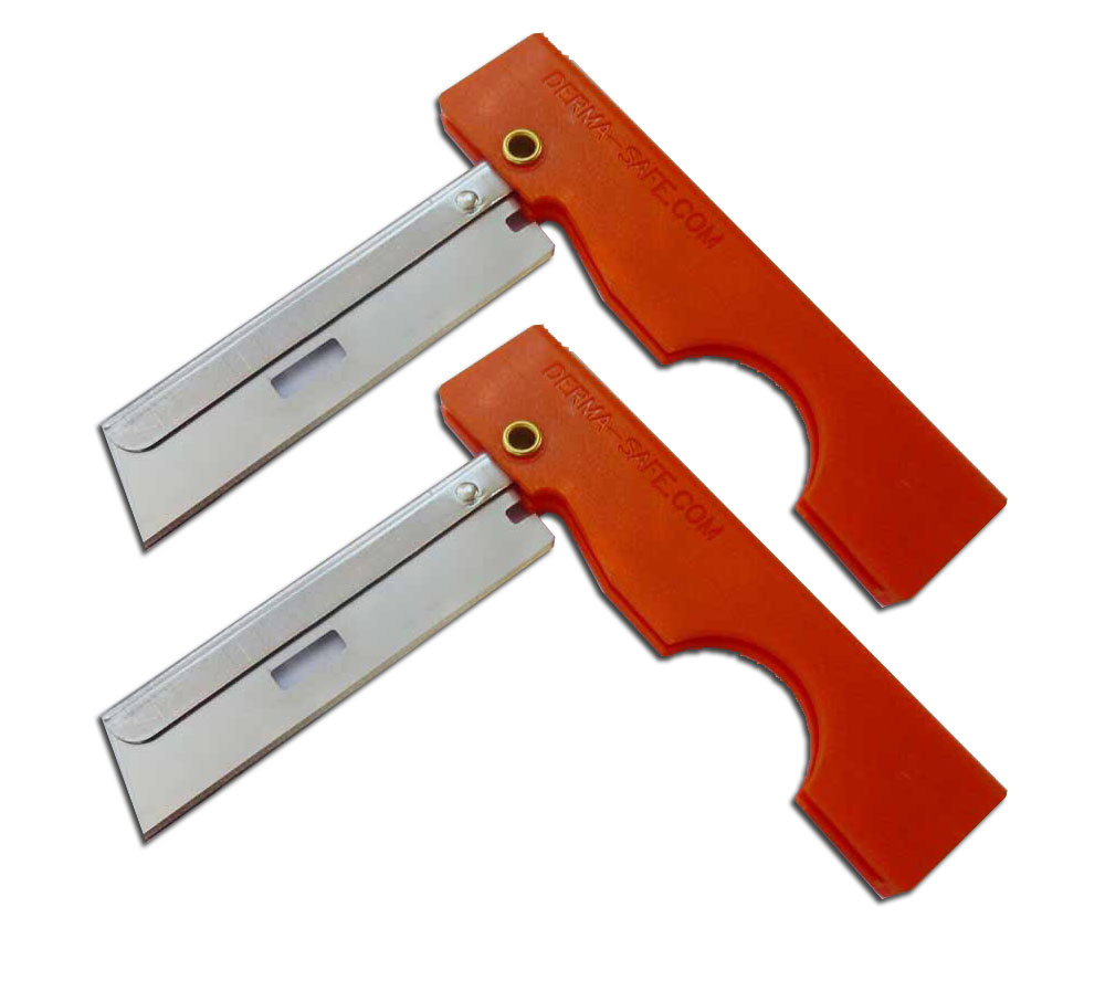 Derma Safe Folding Razor Knife 2 pack Orange for SERE Survival Tool Kit Blade