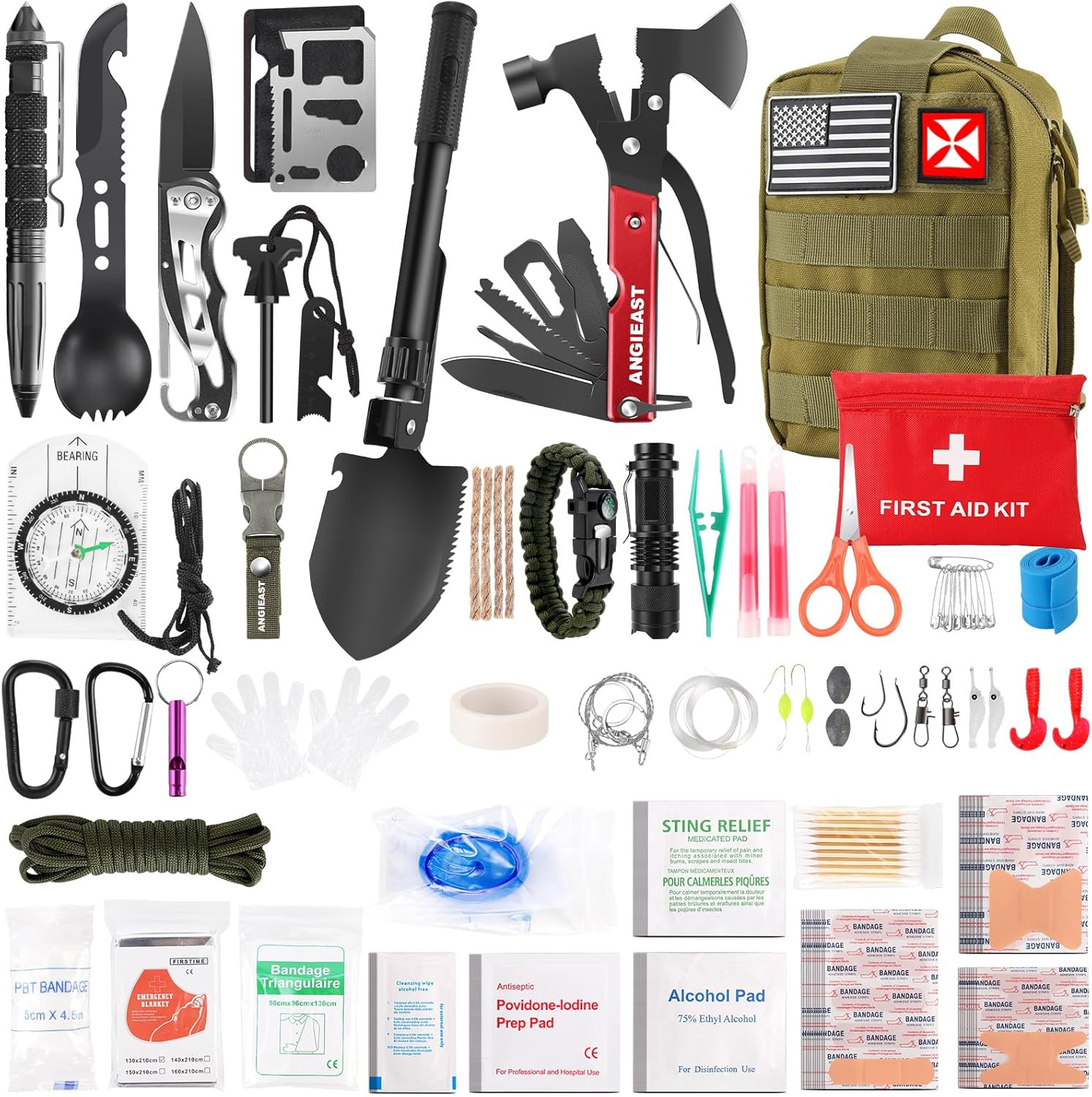 Survival Kit 256 in 1, First Aid Kit Survival Gear Tools Trauma Kit with Molle P