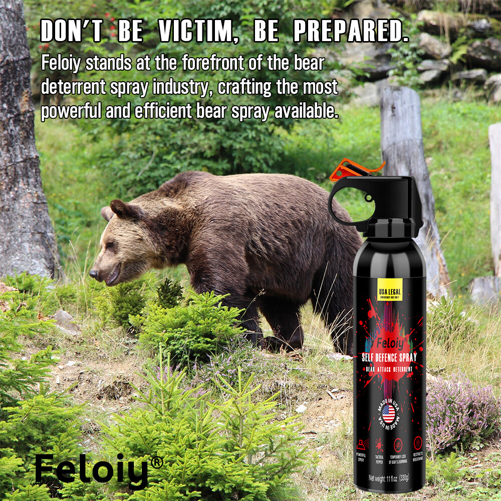 Feloiy Self Defence Spray w/ Holster Bear Attack Deterrent Legal Bear Spray 11oz
