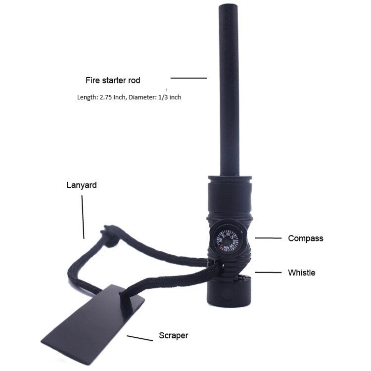 4 in 1 Outdoor Survival Flint Fire Starter Magnesium Fire Starter Rod lot