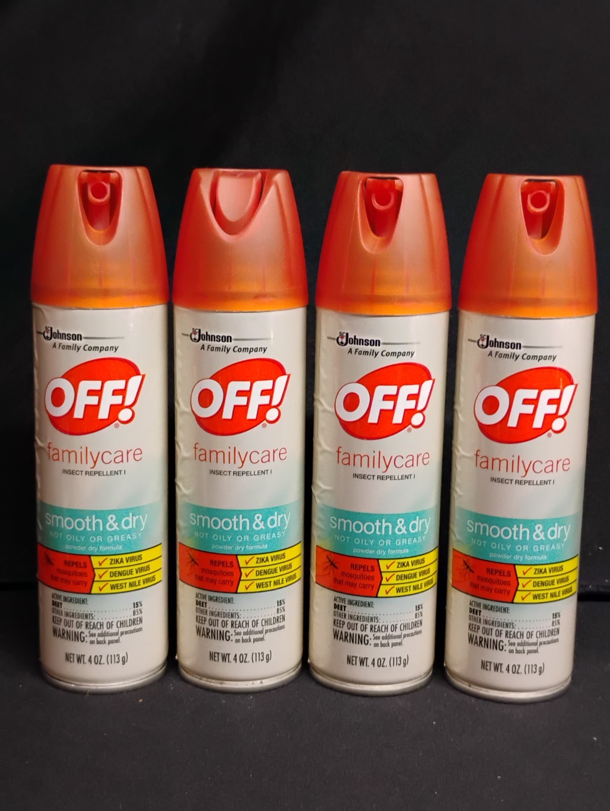 OFF! 4 Pack FamilyCare Spray Insect Repellent Bug Spray Dry Not Oily 15% Deet