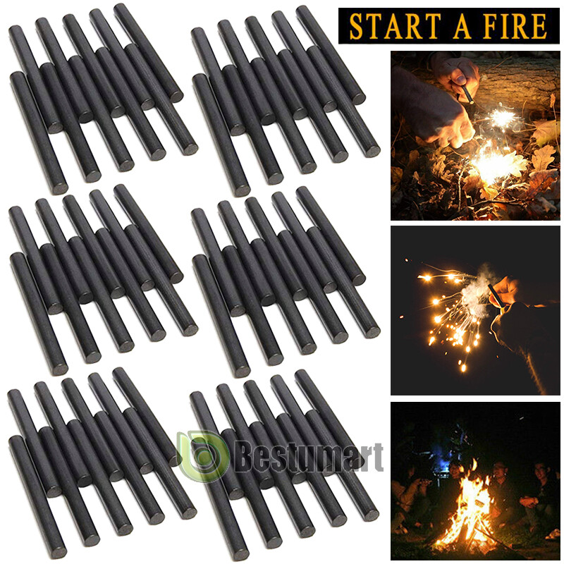 Lot Magnesium Ferro Rod Fire Starter Emergency Ferrocerium Survival Rod Camping