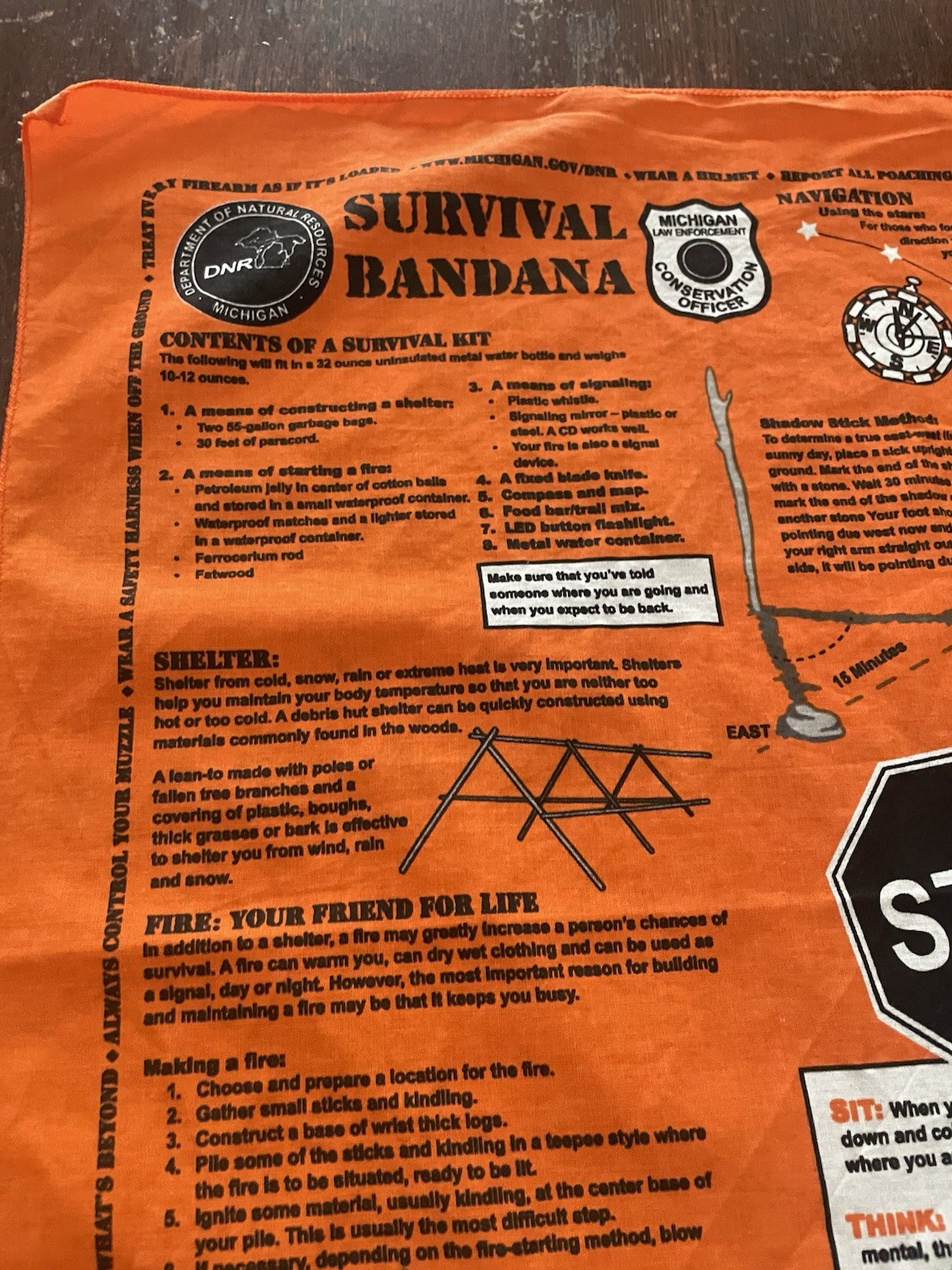 Survival Bandana Orange Novelty Department Of Natural Resources