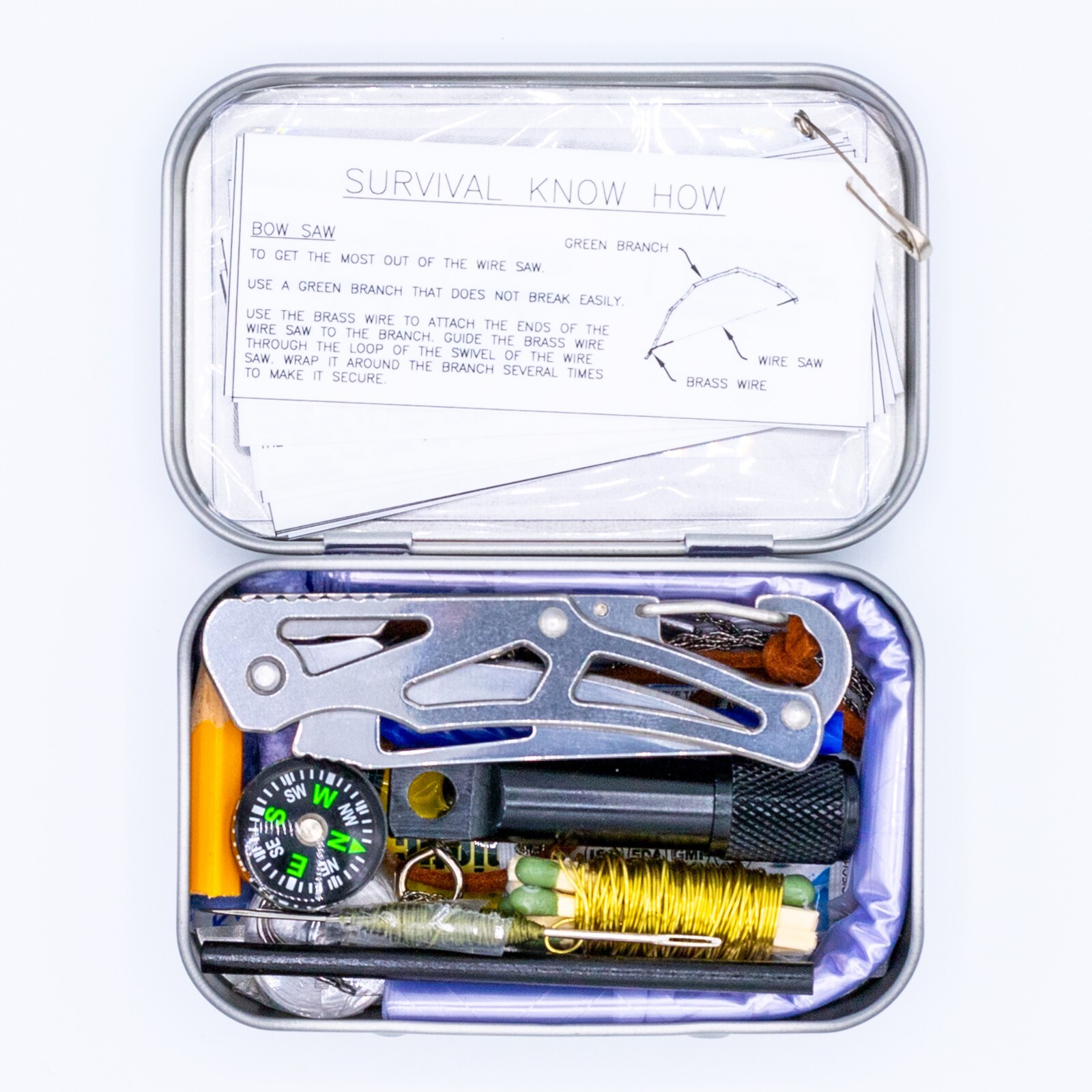54 pc EDC Survival Tin Kit for Emergency, Camping, Hiking – Perfect Gift