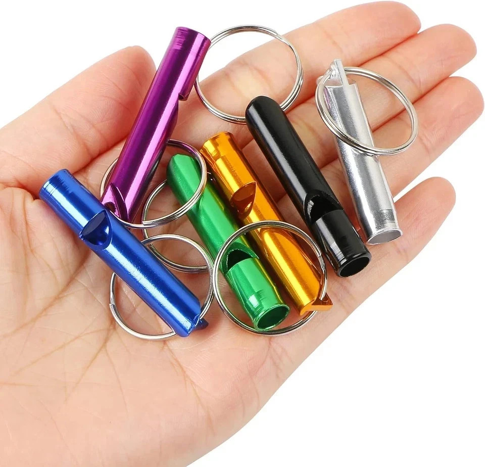 10pcs Aluminum Emergency Survival Whistle Keychain Camping Hiking Outdoor Gift