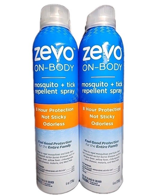 Zevo On Body Mosquito Repellent + Tick Repellent – Bug Spray 8 Oz Each (2 PACK)