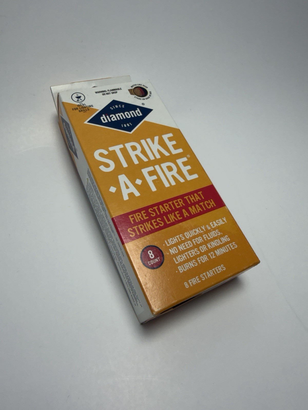 Diamond Strike-A-Fire Fire Starters 8 Count. Lights Like a Match 12-Minute Burn