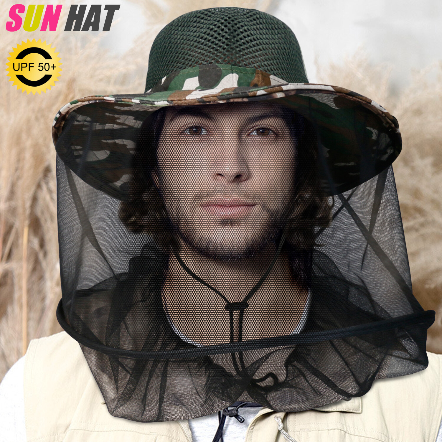 Anti-Mosquito Insect Hat Bug Bee Mesh Head Net Outdoor Camping Face Protector US