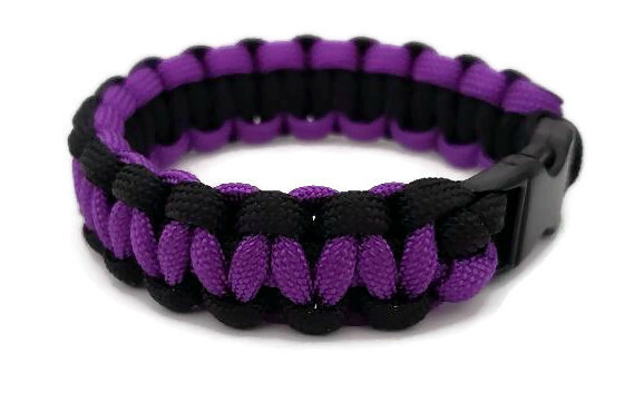 Paracord Bracelet 550 Two-Tone Black/Acid Purple Survival Tactical 3/8″ Buckle