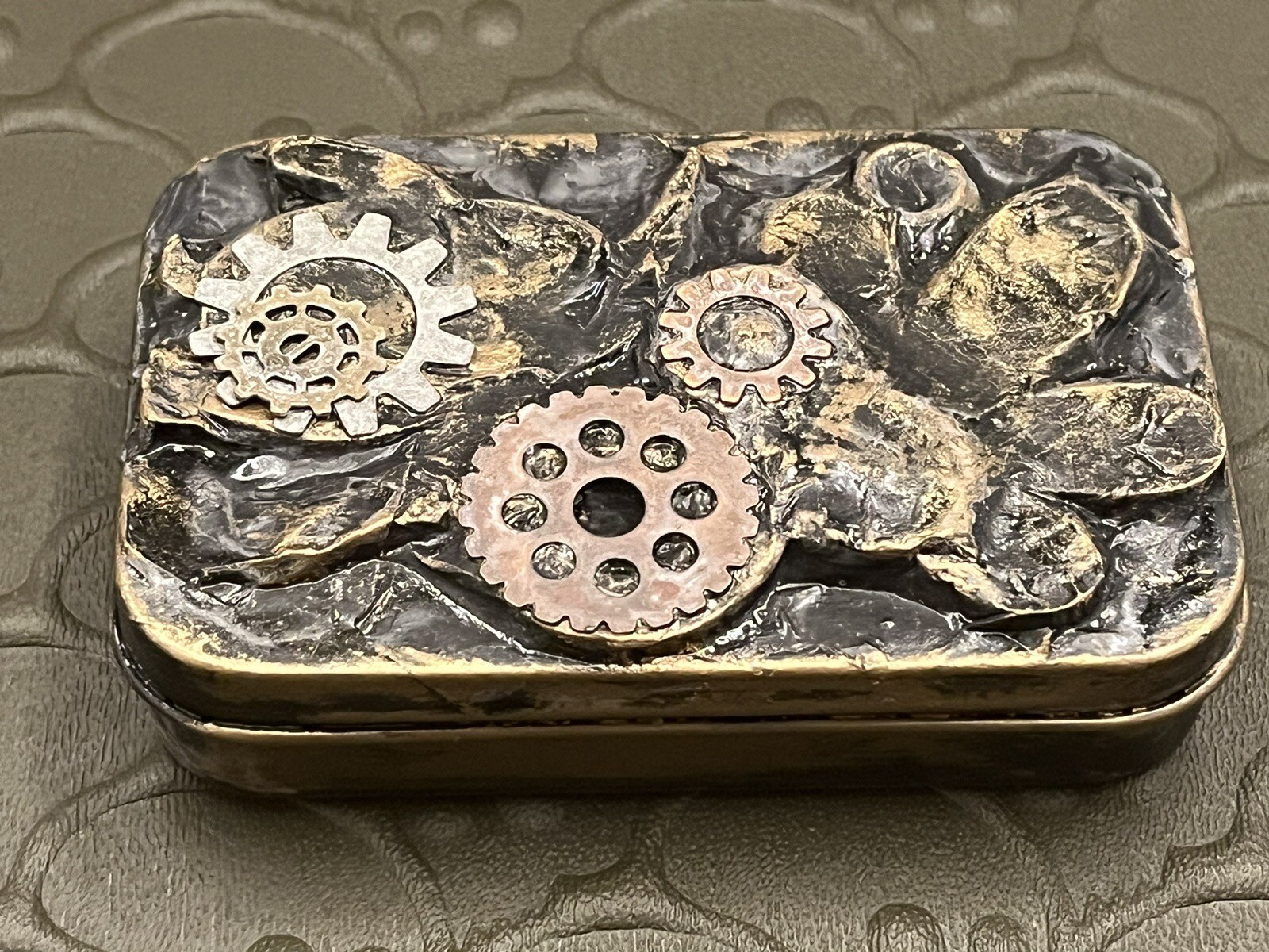 Emergency/Survival Custom One-Off Mixed Media Metal Tin Medium w/Hinged Lid EDC!