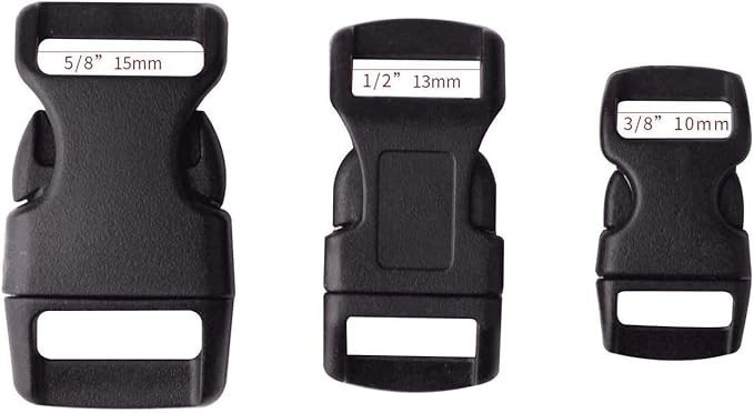 60-Pack Paracord Bracelet Buckles 5/8″ 1/2″ 3/8″ Plastic Side Release Clips