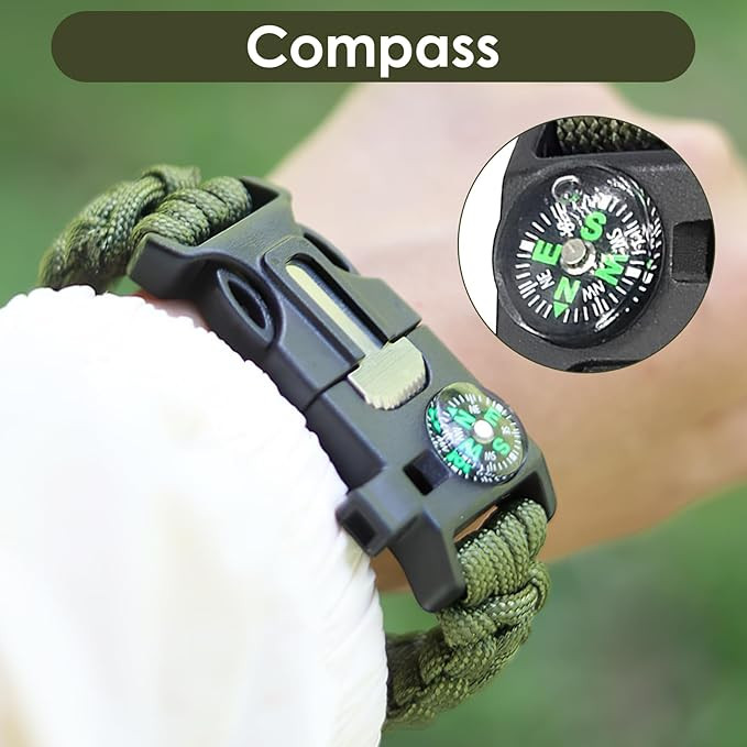 3x Paracord Bracelet Waterproof Outdoor Adjustable Survival emergency Knife Kit