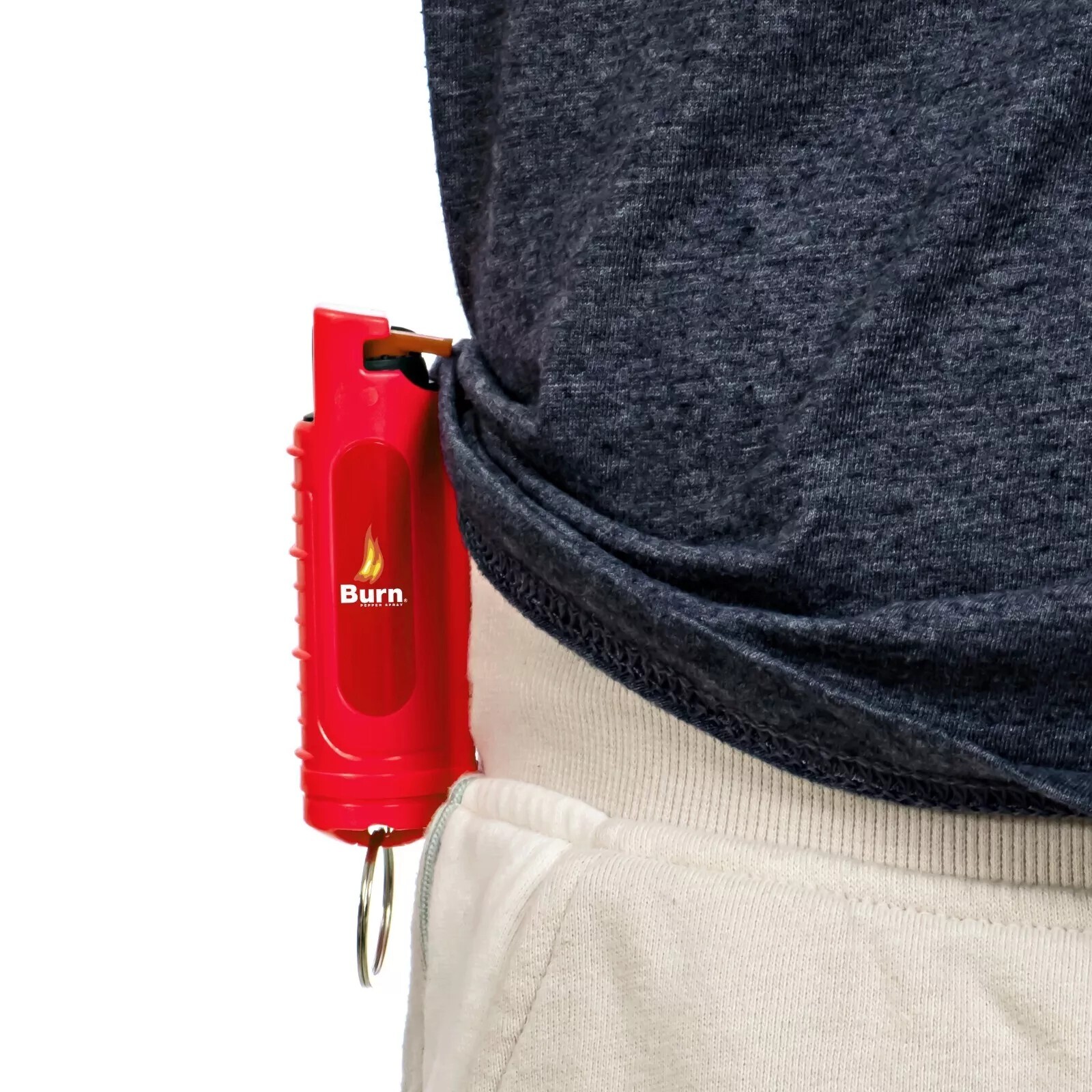 BURN Pepper Spray 1/2oz Keychain Self Defense Safety Lock Molded Red 4 Pack