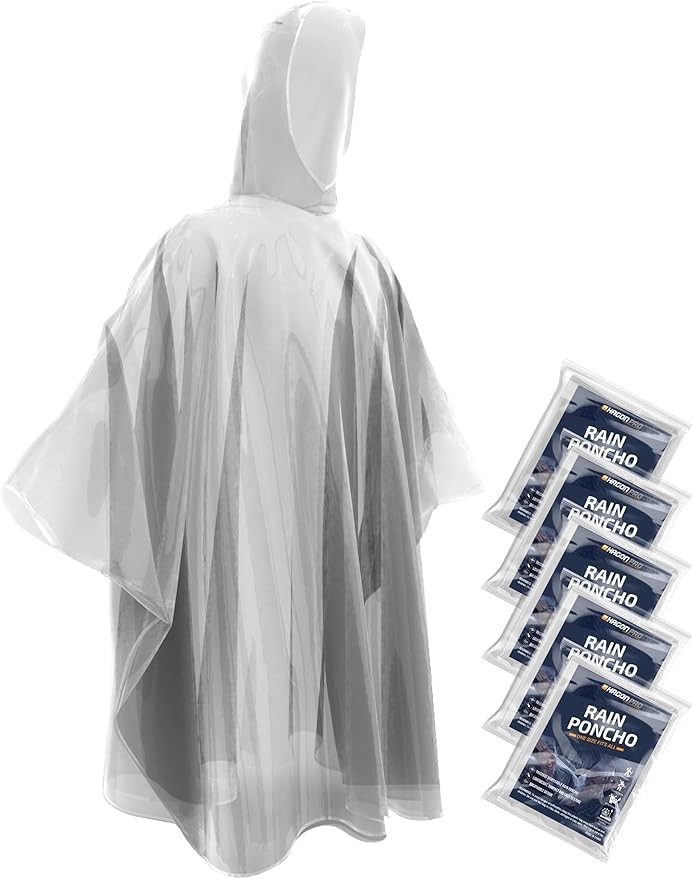 Disposable Rain Ponchos for Adults Emergency Waterproof 5 Pack