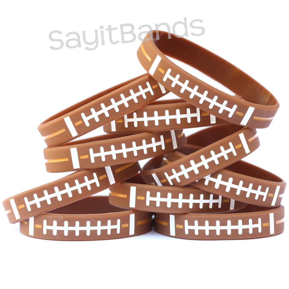 Set of FOOTBALL Thread Silicone Wristbands – Wholesale Wrist Band Bracelet Lot