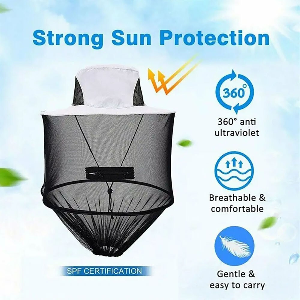 Beekeeping Veil Sun Hat Anti-Mosquito Bug Insect Head Net Cap Mesh Face Cover US