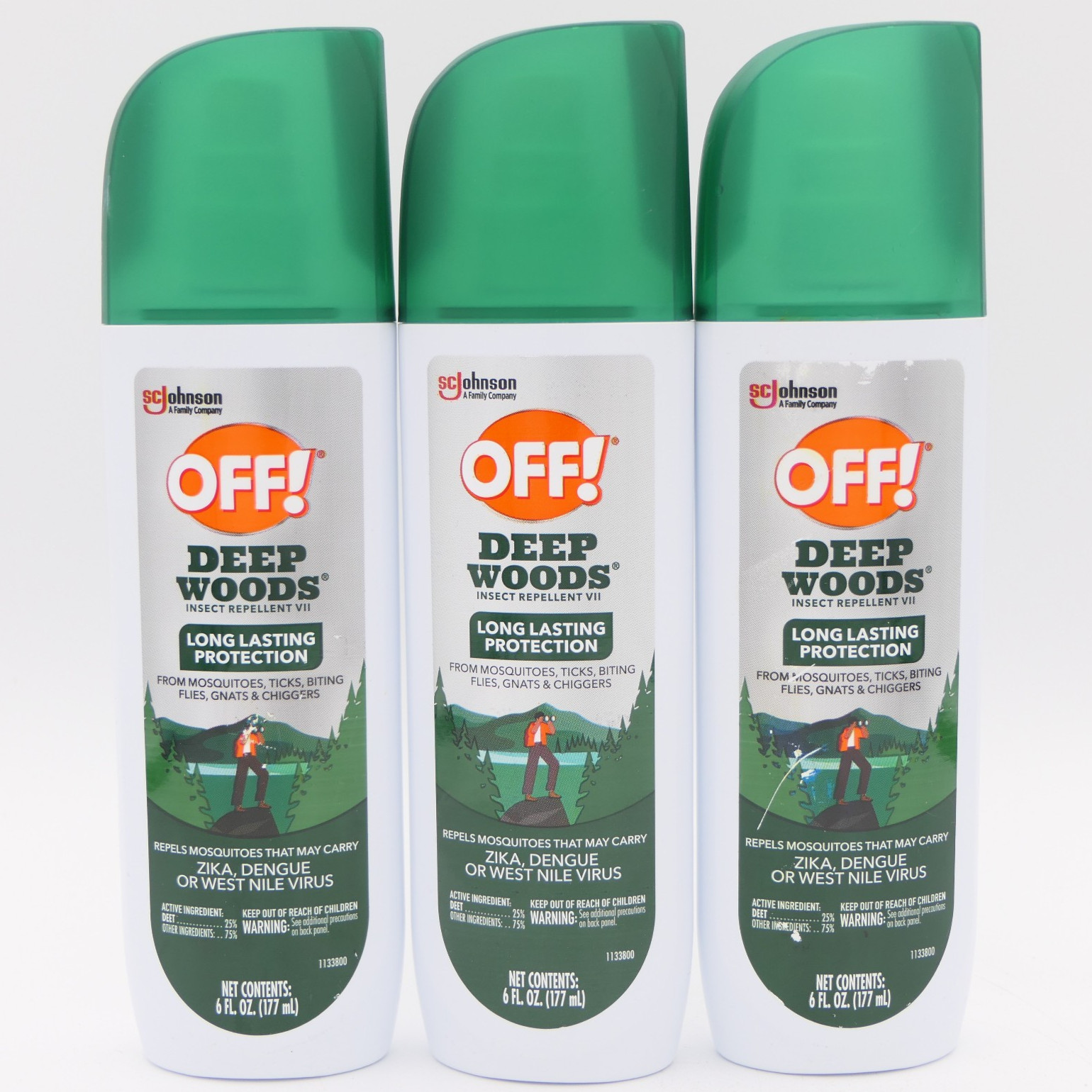 OFF! Deep Woods Insect Repellent VII Spray 3 Pack 6 fl oz Ea Long Lasting